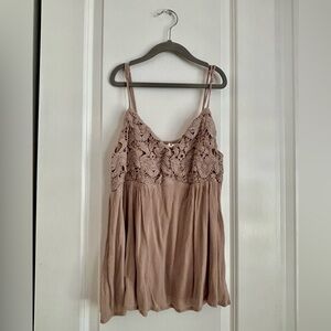 Heyson Crochet Spaghetti Strap Blouse- Taupe